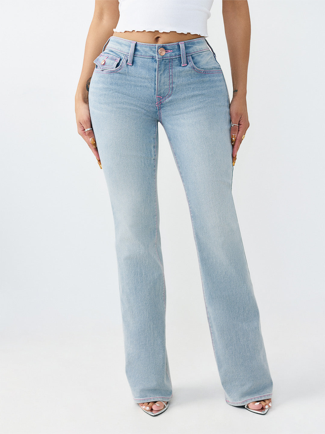 True Religion Women Blue Solid Bootcut Stretchable SN Becca Jeans