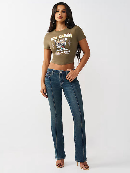 True Religion Women Blue Solid Bootcut Stretchable SN Becca Jeans