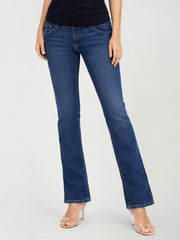 True Religion Women Becca Big T Blue Solid Cotton Jeans