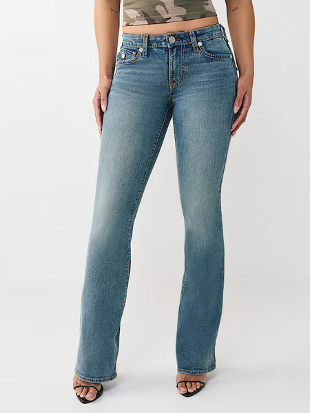 True Religion Women Blue Solid Bootcut Stretchable Big T Becca Jeans