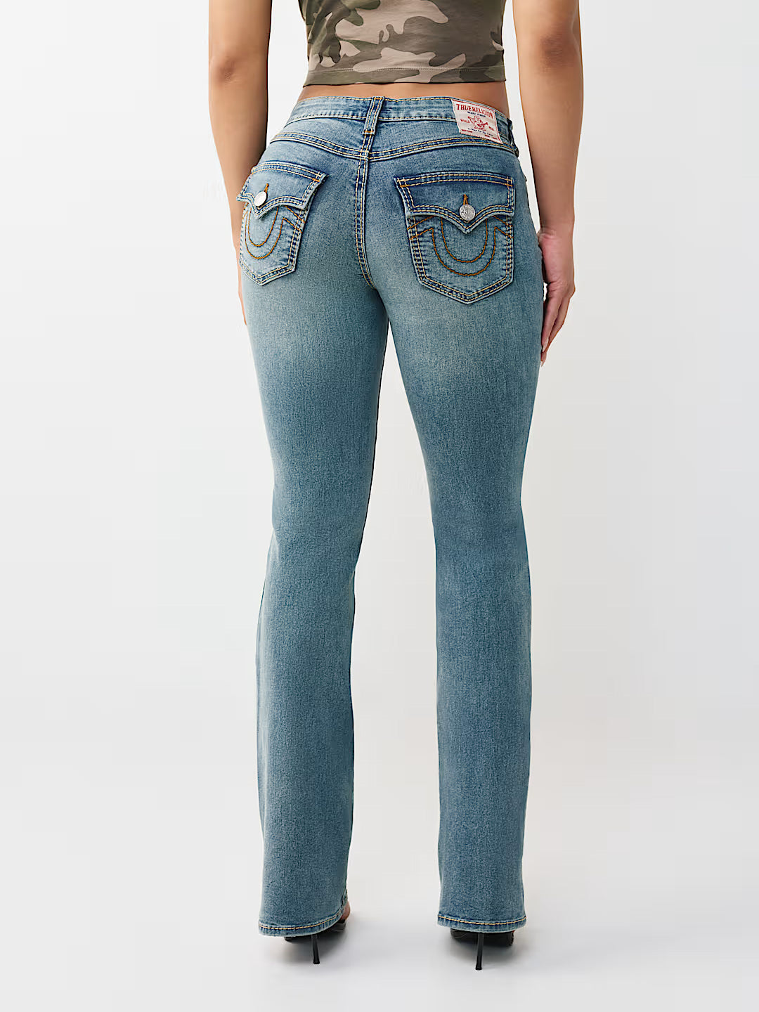 True Religion Women Blue Solid Bootcut Stretchable Big T Becca Jeans