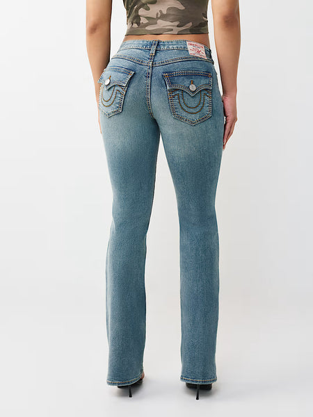 True Religion Women Blue Solid Bootcut Stretchable Big T Becca Jeans