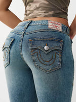 True Religion Women Blue Solid Bootcut Stretchable Big T Becca Jeans