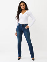 TRUE RELIGION Women Navy Billie SN Straight Fit Jeans
