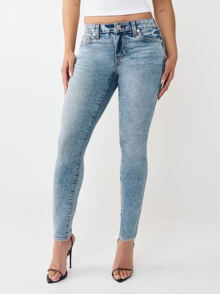 True Religion Women Blue Solid Super Skinny Stretchable Big T Jennie Jeans