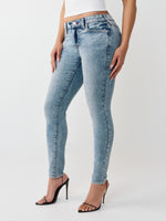 True Religion Women Blue Solid Super Skinny Stretchable Big T Jennie Jeans