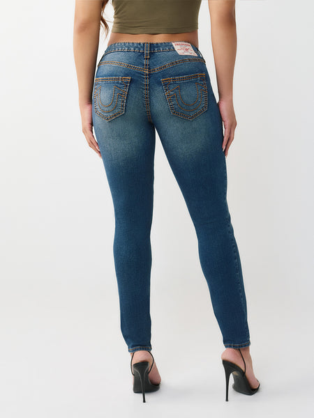 True Religion Women Blue Solid Super Skinny Stretchable Big T Jennie Jeans