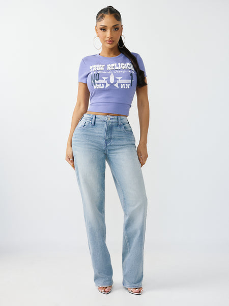 True Religion Women Blue Solid Straight Fit Stretchable SN Sarah Jeans