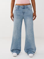 True Religion Women Blue Solid Wide Leg Fit Stretchable SN Bobby Jeans