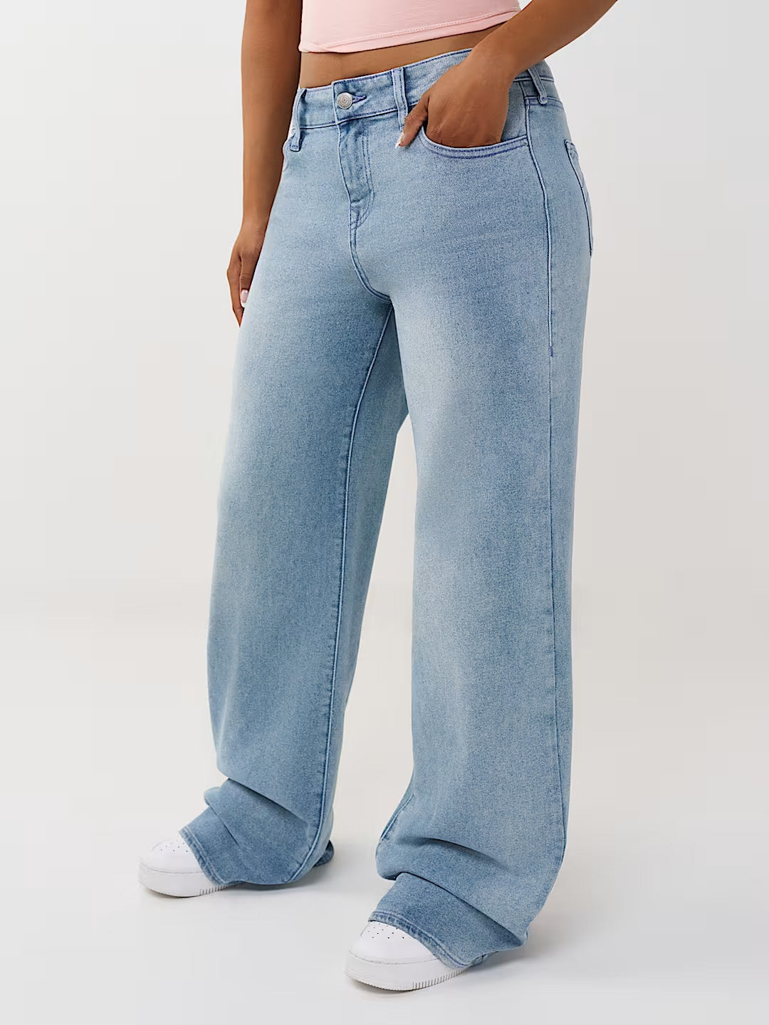 True Religion Women Blue Solid Wide Leg Fit Stretchable SN Bobby Jeans