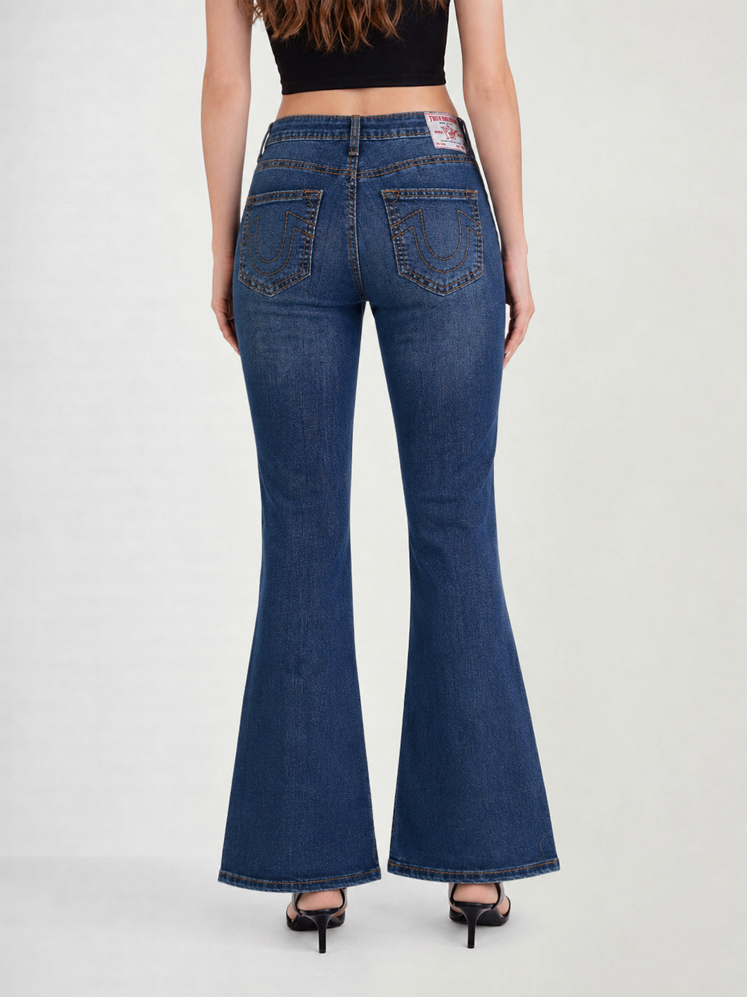 True Religion Women Blue Solid Bootcut Stretchable Big T Becca Jeans