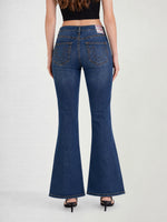 True Religion Women Blue Solid Bootcut Stretchable Big T Becca Jeans