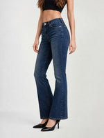 True Religion Women Blue Solid Bootcut Stretchable Big T Becca Jeans