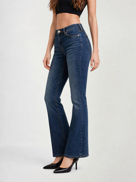 True Religion Women Blue Solid Bootcut Stretchable Big T Becca Jeans
