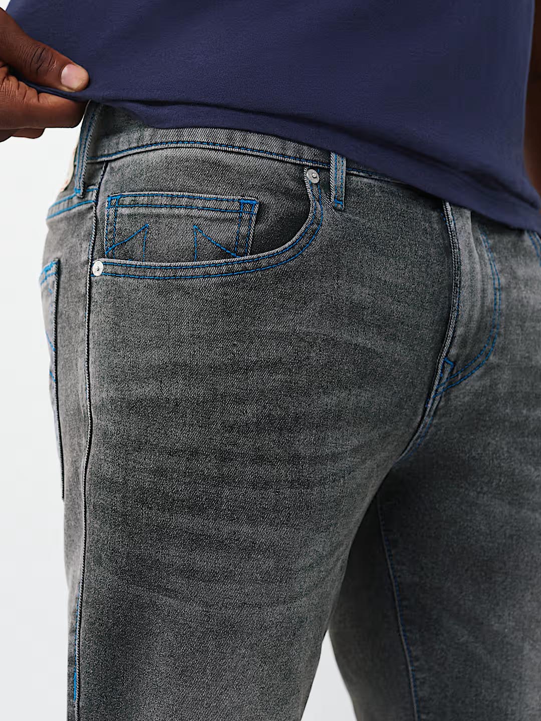 True Religion Grey Solid Slim Fit Stretchable SN Geno Jeans