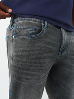 True Religion Grey Solid Slim Fit Stretchable SN Geno Jeans