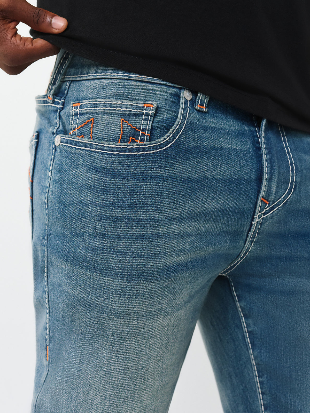 True Religion Men Blue Solid Slim Fit Stretchable Big T Geno Jeans