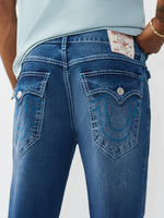 True Religion Men Blue Geno Big T Indigo Wash Jeans