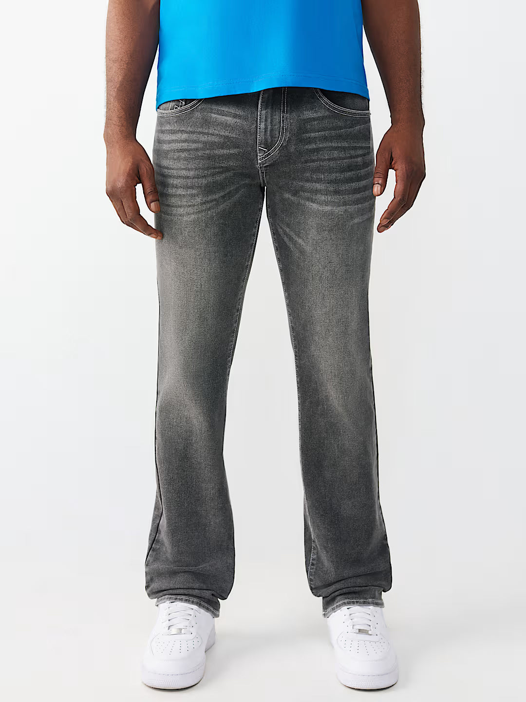True Religion Grey Solid Straight Fit Stretchable SN Ricky Jeans