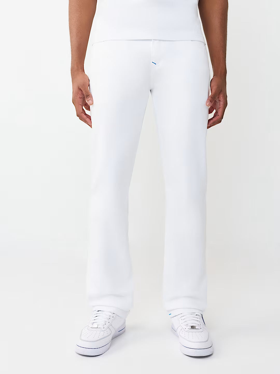 True Religion White Solid Straight Fit Stretchable SN Ricky Jeans
