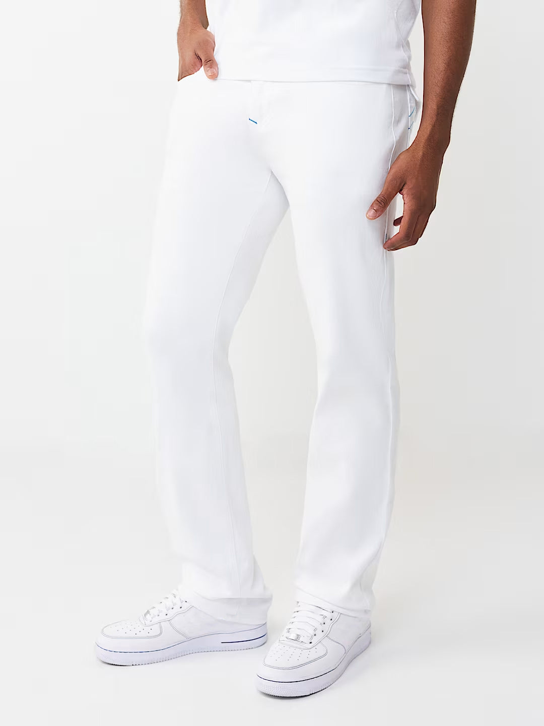 True Religion White Solid Straight Fit Stretchable SN Ricky Jeans