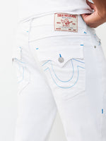 True Religion White Solid Straight Fit Stretchable SN Ricky Jeans