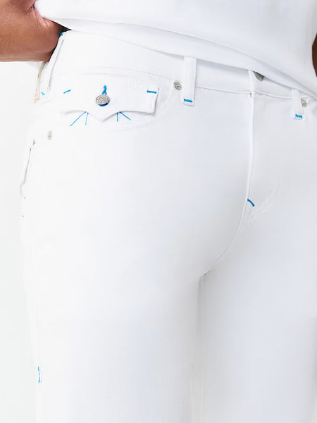 True Religion White Solid Straight Fit Stretchable SN Ricky Jeans