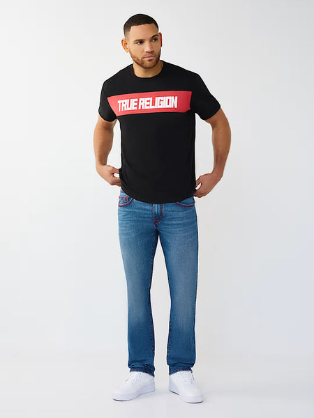 True Religion Blue Solid Straight Fit Stretchable Big T Ricky Jeans