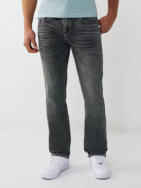 True Religion Grey Solid Straight Fit Stretchable Big T Ricky Jeans