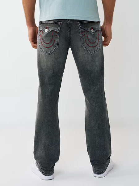 True Religion Grey Solid Straight Fit Stretchable Big T Ricky Jeans