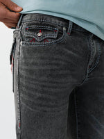 True Religion Grey Solid Straight Fit Stretchable Big T Ricky Jeans