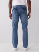 True Religion Men Blue Solid Straight Fit Big T Ricky Jeans