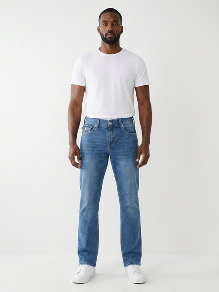 True Religion Men Blue Solid Straight Fit Big T Ricky Jeans
