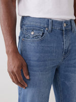True Religion Men Blue Solid Straight Fit Big T Ricky Jeans