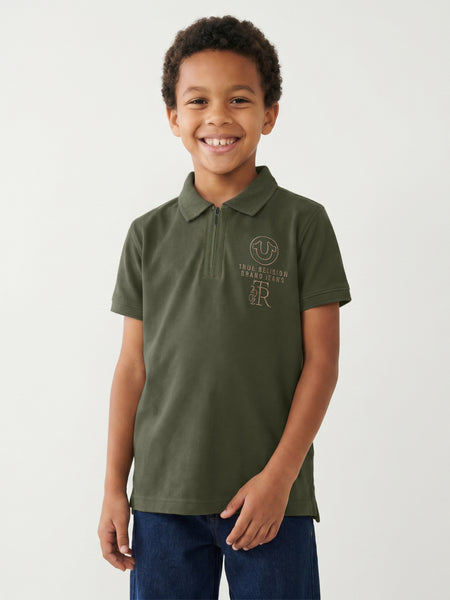 True Religion Boys Green Solid Regular Fit Polo T-Shirt