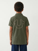 True Religion Boys Green Solid Regular Fit Polo T-Shirt