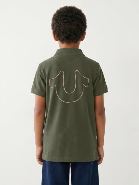 True Religion Boys Green Solid Regular Fit Polo T-Shirt