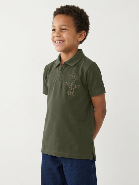 True Religion Boys Green Solid Regular Fit Polo T-Shirt