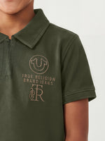 True Religion Boys Green Solid Regular Fit Polo T-Shirt