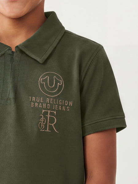 True Religion Boys Green Solid Regular Fit Polo T-Shirt