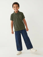 True Religion Boys Green Solid Regular Fit Polo T-Shirt