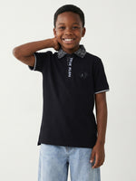 True Religion Boys Black Solid Regular Fit Polo T-Shirt