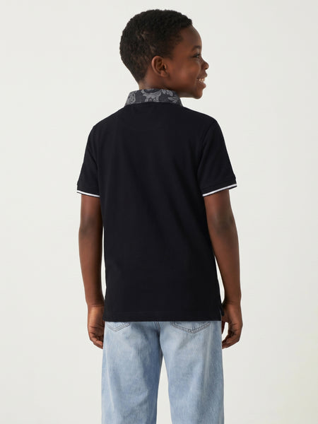 True Religion Boys Black Solid Regular Fit Polo T-Shirt