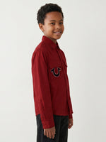 True Religion Boys Red Solid Regular Fit Pure Cotton Shirt