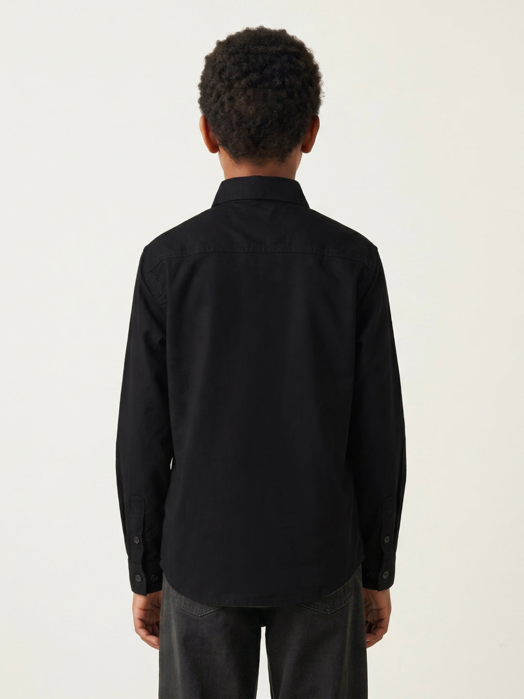 True Religion Boys Black Solid Regular Fit Pure Cotton Shirt