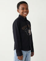 True Religion Boys Black Solid Regular Fit Shirt