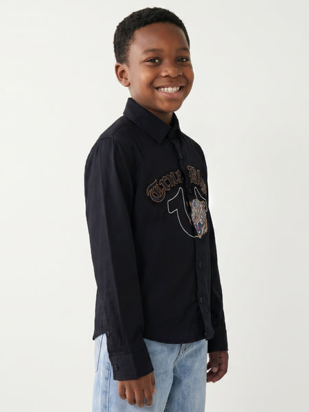 True Religion Boys Black Solid Regular Fit Shirt