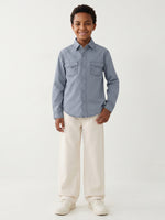 True Religion Blue Cotton Solid Boys Regular Fit Shirt