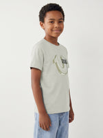 True Religion Boys Beige Solid Regular Fit Pure Cotton T-Shirt