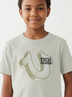 True Religion Boys Beige Solid Regular Fit Pure Cotton T-Shirt